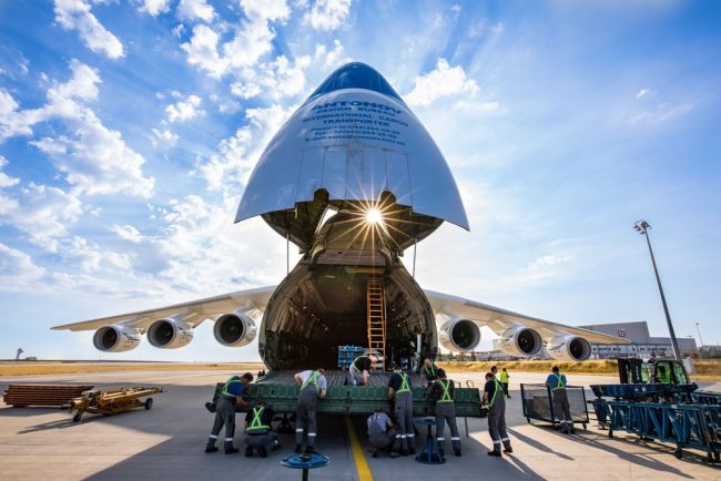 AntonovAN225worldslargestaircraftbeingloadedonasunnyday