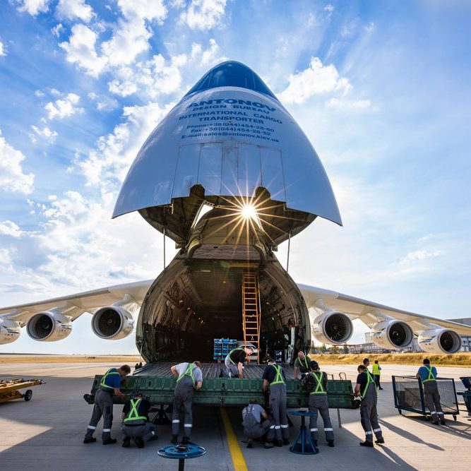 AntonovAN225worldslargestaircraftbeingloadedonasunnyday